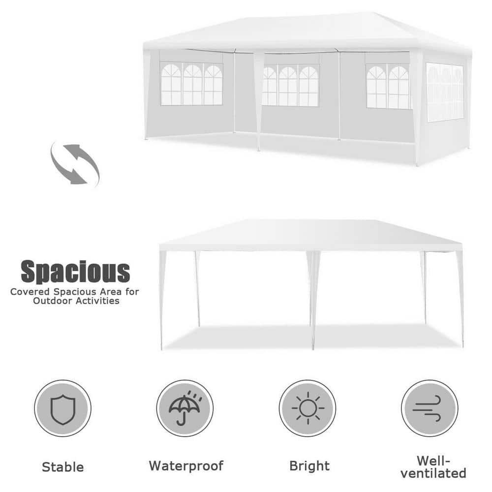 10 ft. x 20 ft. White Steel Frame Outdoor Canopy Tent