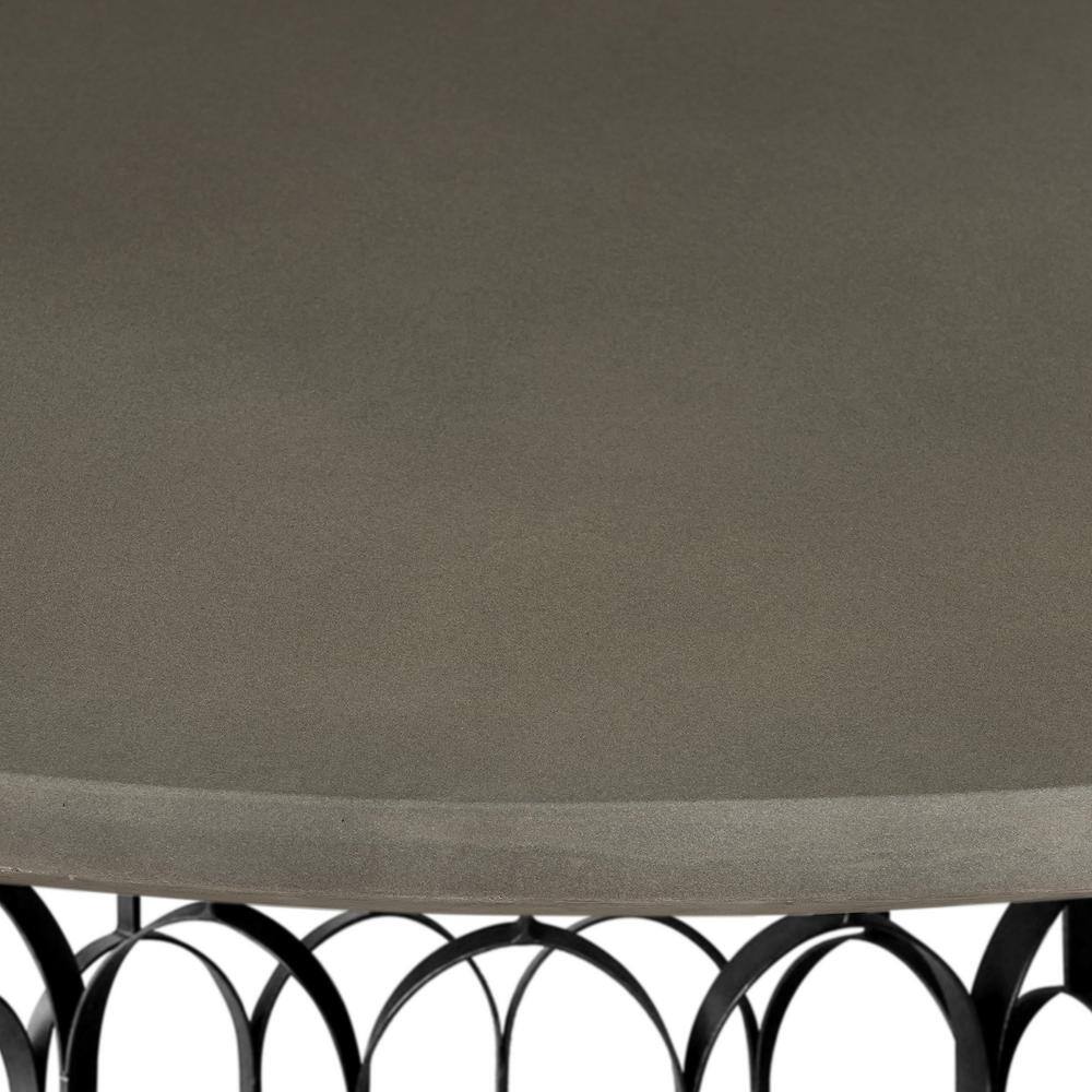 59" Industrial Round Dining Table with Faux Concrete Top