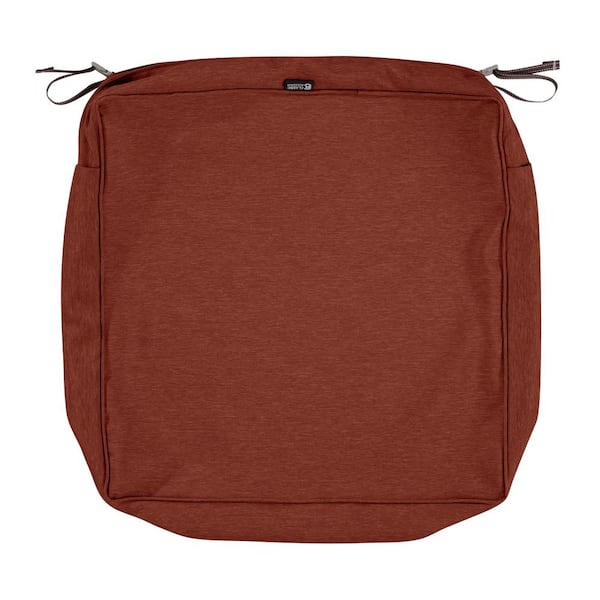 Classic Accessories Montlake FadeSafe 21 in. W x 21 in. D x 5 in. H Square Patio Lounge Seat Cushion Slip Cover in Heather Henna Red