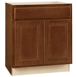Hampton Cognac Raised Panel Stock Assembled Base Kitchen Cabinet with Drawer Glides (30 in. x 34.5 in. x 24 in.)