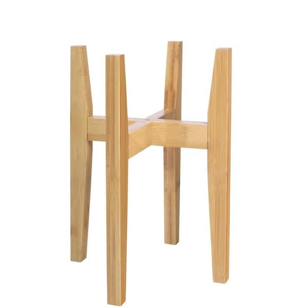 15 in. x 14.6 in. x 14.6 in. Indoor/Outdoor Natural Wood Single Floor Plant Stand Adjustable Corner Fits 8 to 12in. Pots