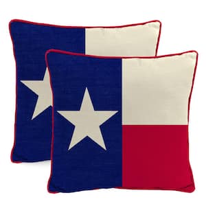 18 in. L x 18 in. W x 5 in. T Outdoor Throw Pillow in Texas Flag (2-Pack)
