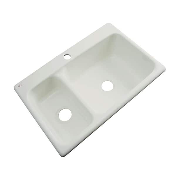 Thermocast Wyndham Drop-In Acrylic 33 in. 1-Hole Double Bowl Kitchen Sink in Tender Grey