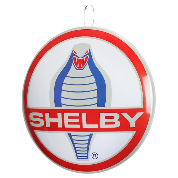 Dome Shaped Metal Wall Art Sign-Room Decor for Bar, Man Cave, Garage (Shelby Cobra)Blue/Red/White, 15" H x 15" L