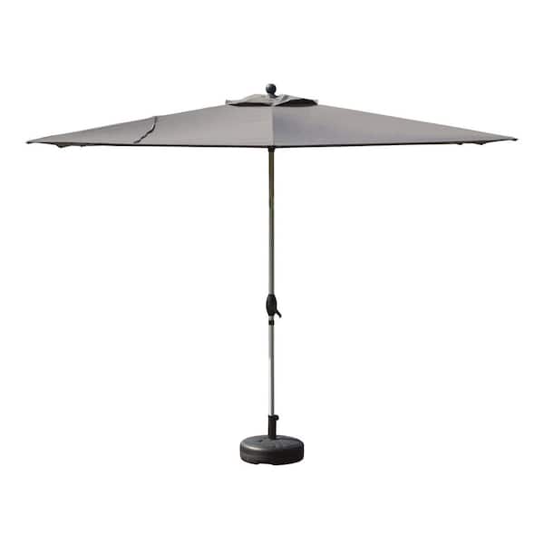 Tileon 10 ft. Steel Market Patio Umbrella in Grey, Rectangle Patio Umbrella with Crank Lift and Tilt Function