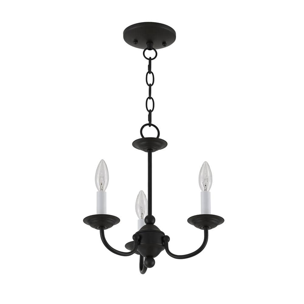 Black Steel 3-Light Mini Candle Chandelier