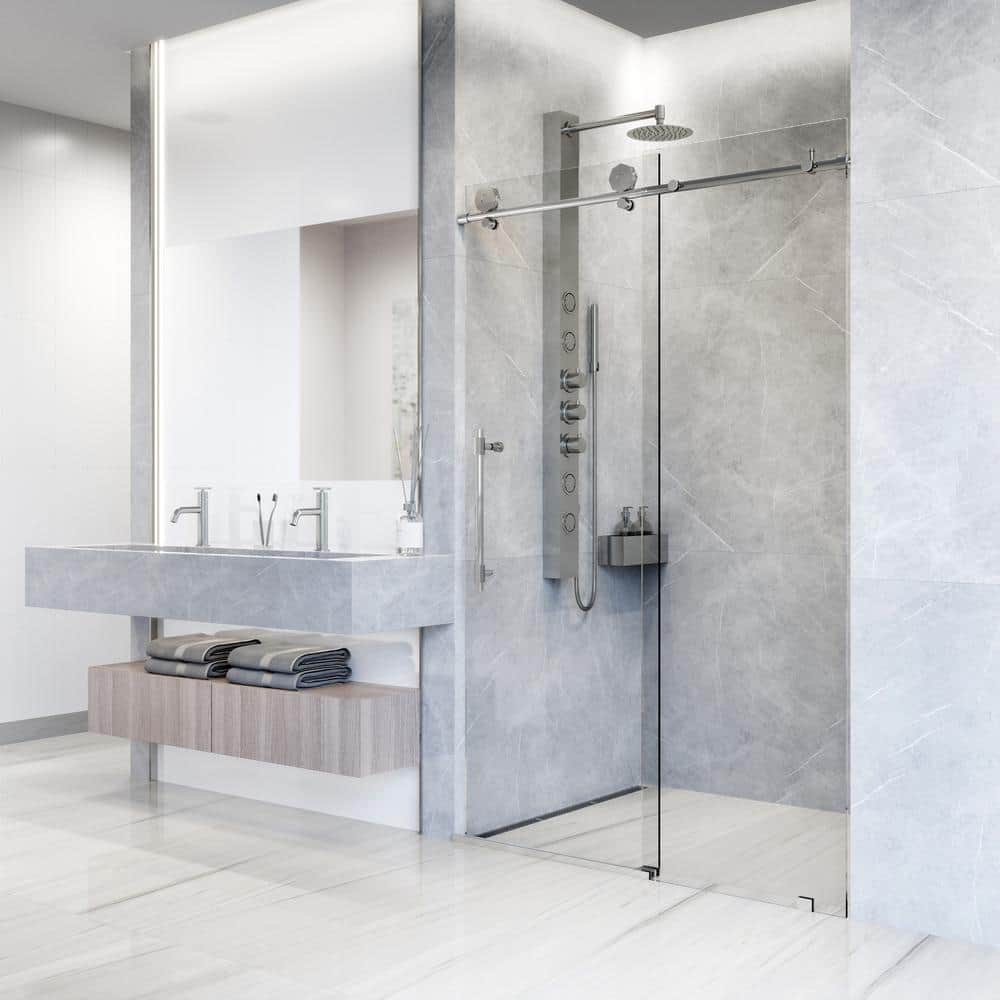 Elan Hart 56-60" Frameless Sliding Shower Door with Clear Tempered Glass