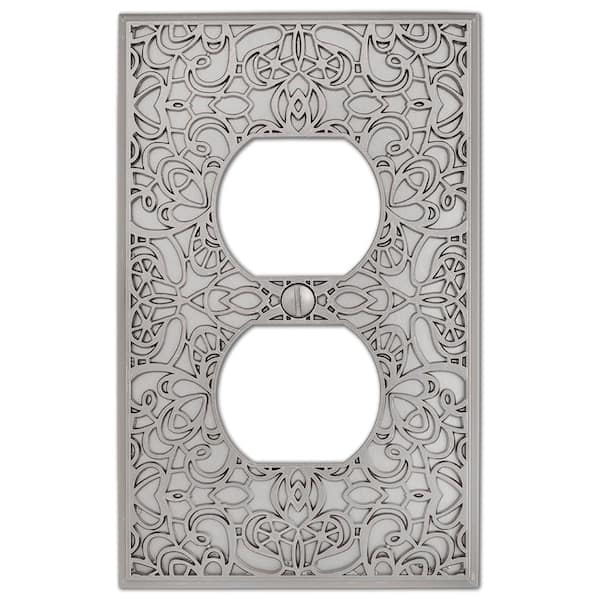 Momfort 1 Gang Duplex Metal Wall Plate - Satin Nickel