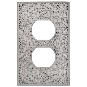 Momfort Satin Nickel 1-Gang Duplex Outlet Metal Wall Plate (4-Pack)