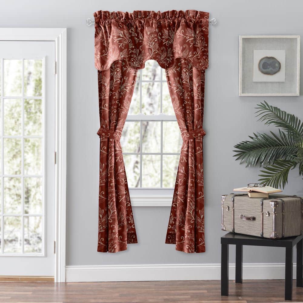 Brick Leaf Pattern Polyester Scallop Valance 58"x15"