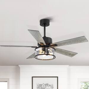 Barnett 52 in. Indoor Black Ceiling Fan with Light Kit and Remote Control Included