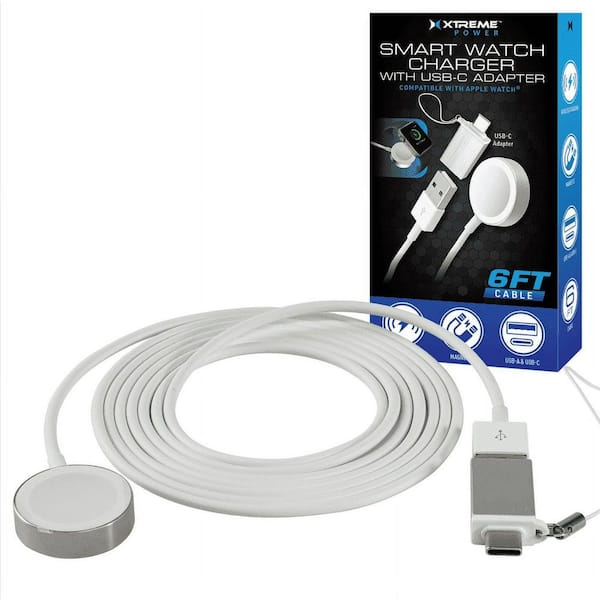 Smart Watch Charger with 6 ft. Magnetic Wireless Charging Cable, USB-A & USB-C Adapter