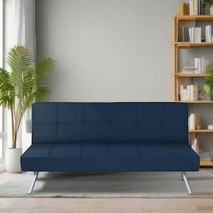 Blue Modern Futon Sofa Bed - Convertible Futon with Linen Fabric for Premium Comfort, Stylish & Durable.