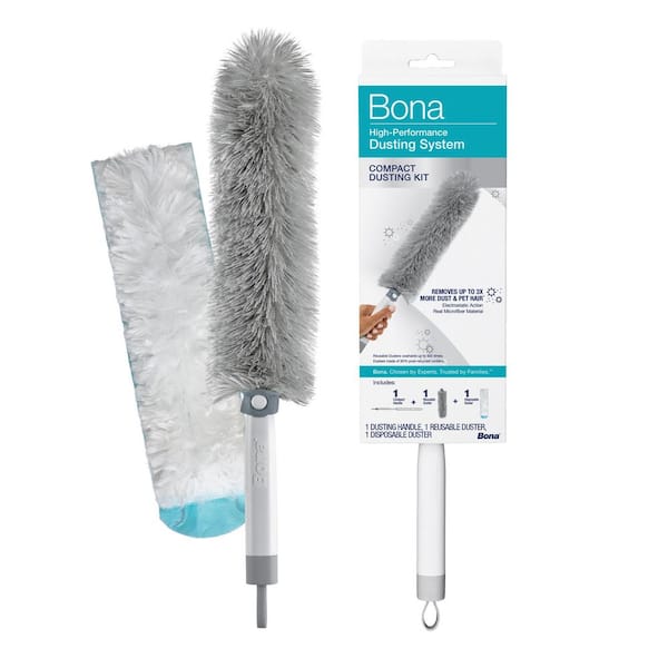 High-Performance Compact Dusting Kit, with 17 in Handle, Reusable and Disposable Dusters