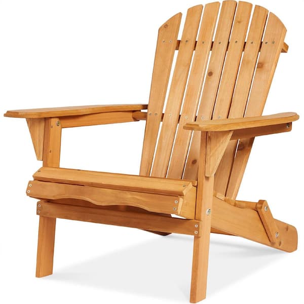 Unbranded Natural Folding Wood Adirondack Chair (1-Pack)