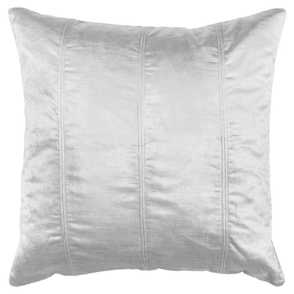 Benjara Chad Silver Striped Plush Velvet Decorative 20 in. x 20 in. Throw Pillow