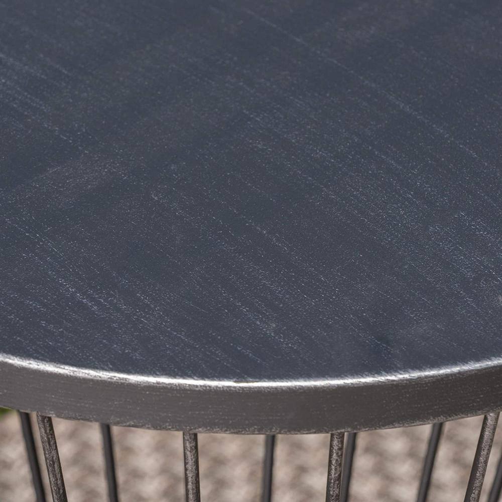 Matte Black Hourglass Iron Outdoor Side Table 16"