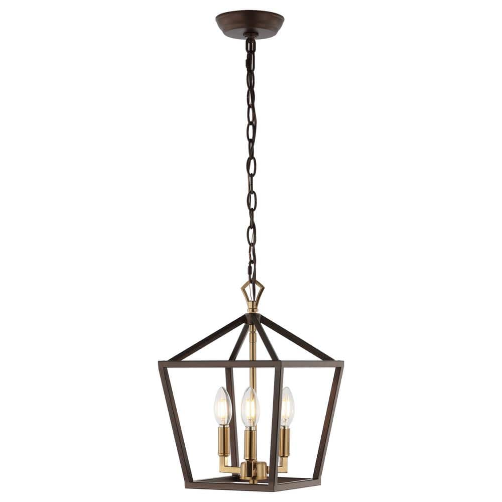 Ojai 10" Black and Gold Iron LED Pendant Lantern