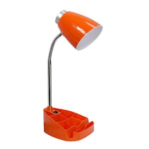 18.5 in. Orange Modern Organizer Desk Lamp with Flexible Gooseneck and Plastic Cone Shade