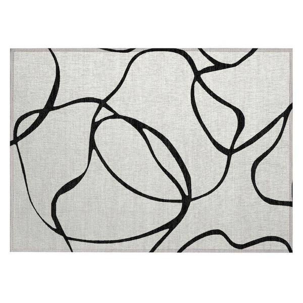 Chantille Machine Washable Indoor/Outdoor Abstract ACN999 White 1 ft. 8 in. x 2 ft. 6 in. Area Rug