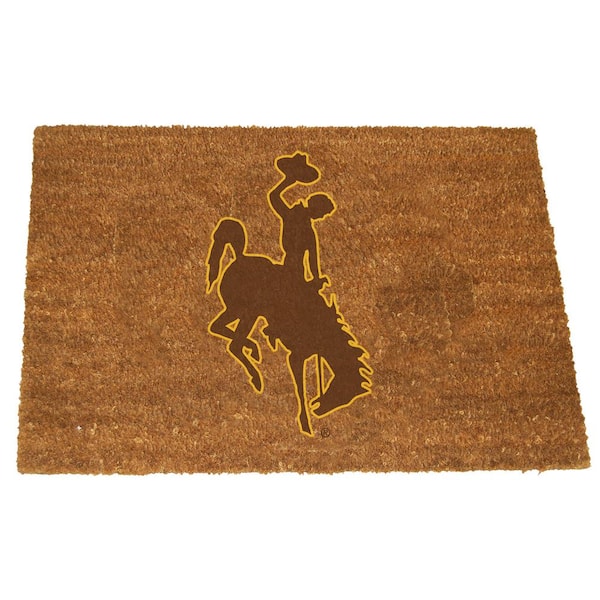 The Memory Company Wyoming Brown 29.5 in. x 19.5 in. Coir Fiber Colored Logo Door Mat