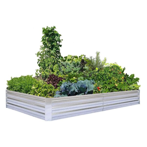 Unbranded 8 ft. x 4 ft. x 1 ft. Galvanized Raised Garden Beds for Vegetables Large Metal Planter Box