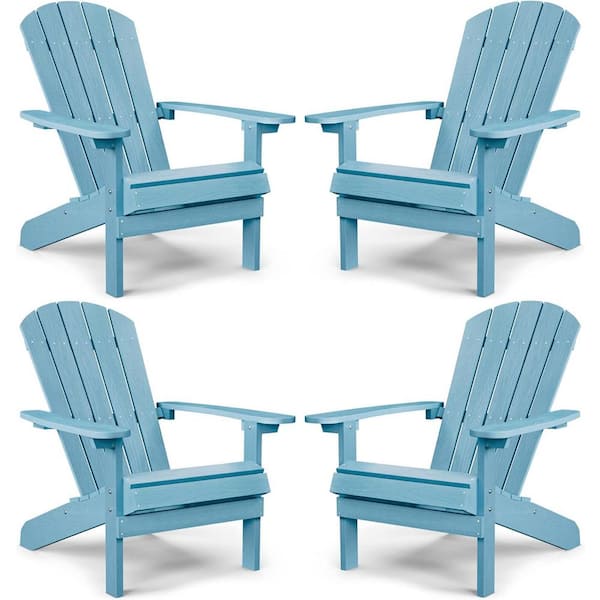 Mximu Classic Light Blue Plastic Outdoor Patio Adirondack Chair (Set of 4)