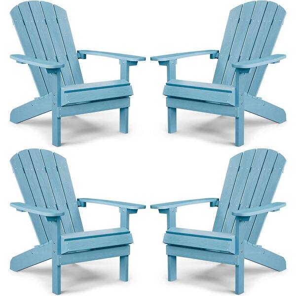 YEFU Classic Light Blue Plastic Outdoor Patio Adirondack Chair Set of 4 BS003TD 4 The Home Depot