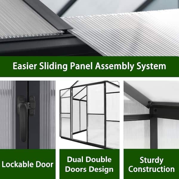 VEIKOUS 8 ft. W x 10 ft. D Polycarbonate Walk-in Greenhouse for