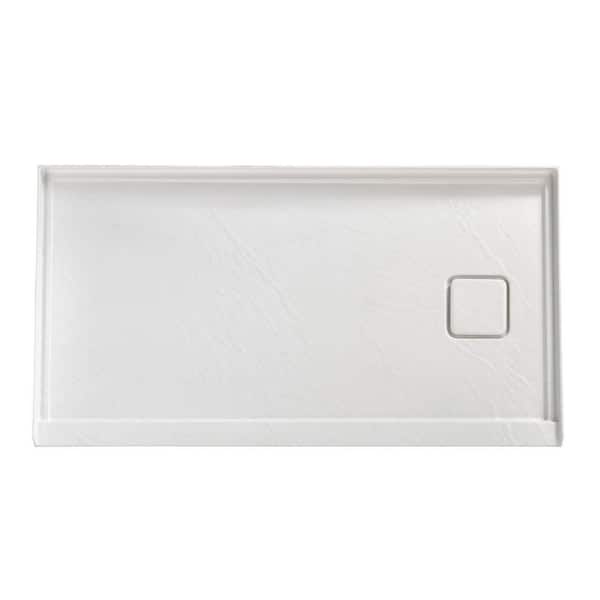 60 in. x 32 in. Rectangle White Acrylic Bathroom Alcove Shower Pan Base with Right Hand Drain