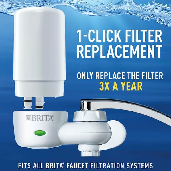 Brita Water Filter for Sink, Complete Faucet Mount Water Filtration System  for Tap Water, Reduces 99% of Lead, White - Faucet Mount Water Filters 