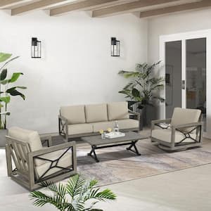 Marindo 4-Piece Aluminum Patio Conversation Set with Sunbrella Cushions