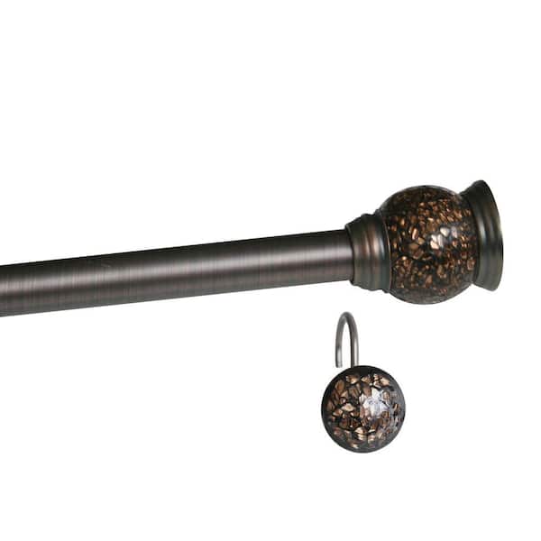 Elegant Home Fashions 72 in. Extension Mosaic Rod with Matching Hooks in Oil-Rubbed Bronze