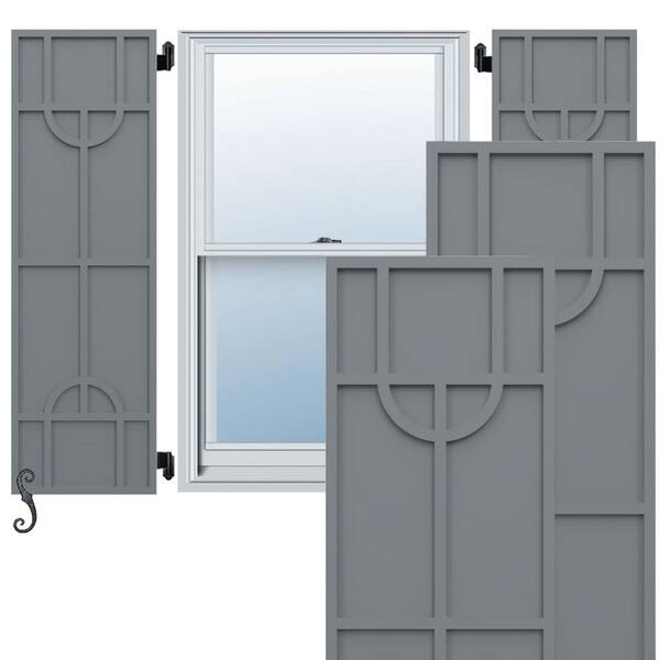 Ekena Millwork EnduraCore Nordic Modern Style 18-in W x 77-in H Raised Panel Composite Shutters Pair in Ocean Swell