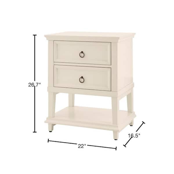 Grantley Ivory 2-Drawer Nightstand (27 in. H x 22 in. W x 16.5 in. D)