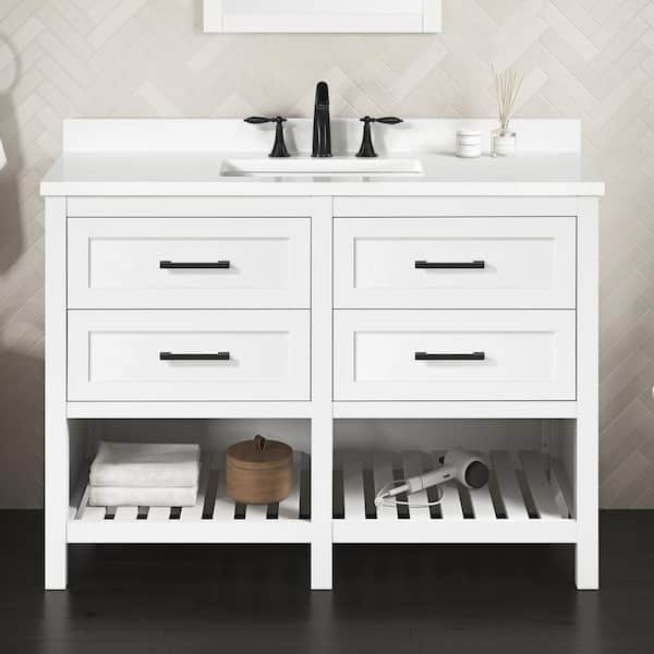 Autumn 48 in. Single Sink White Bath Vanity with White Engineered Stone Top (Assembled)