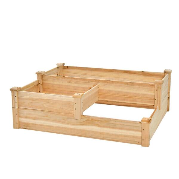 Angeles Home 42.5 In. Natural 3-tier Fir Wood Raised Garden Bed With 