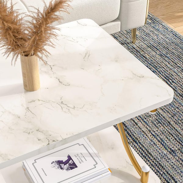 39 in. Industrial Coffee Table Set with 2 Nightstands, Rectangle X-Frame Metal and MDF Table with Storage Drawers White
