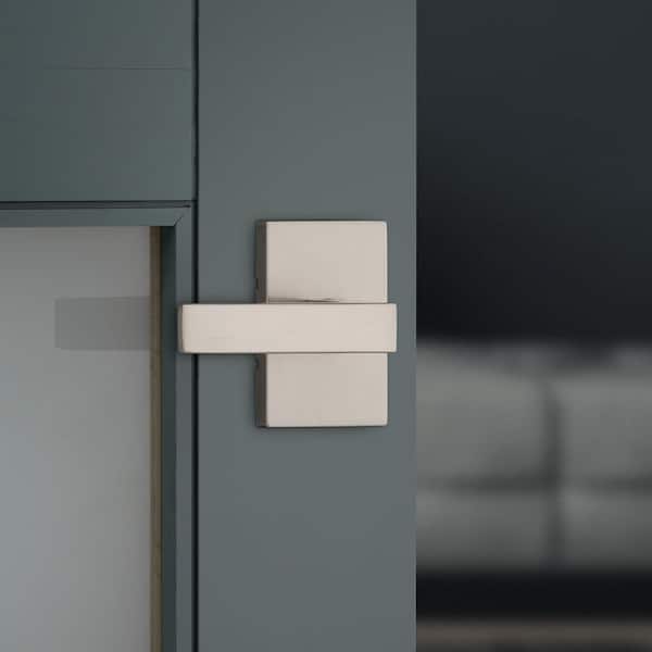 Singapore Satin Nickel Rectangular Straight Bed/Bath Door Handle 4 Pack