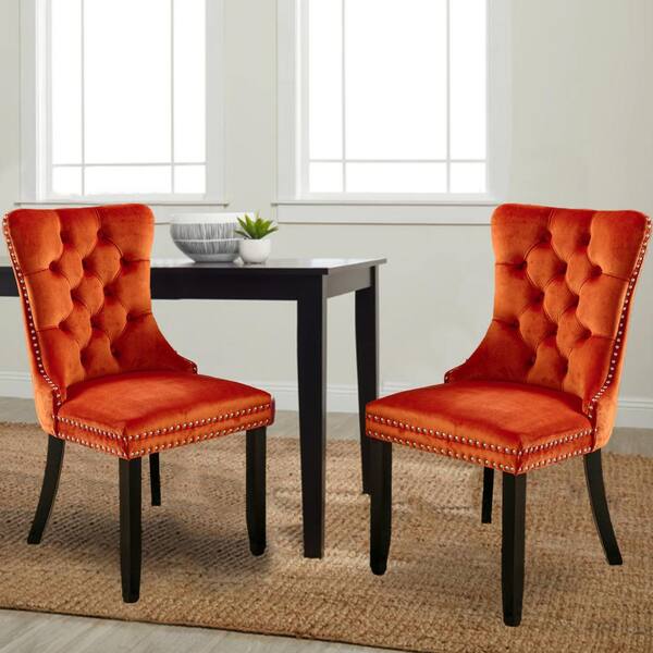 red orange dining chairs