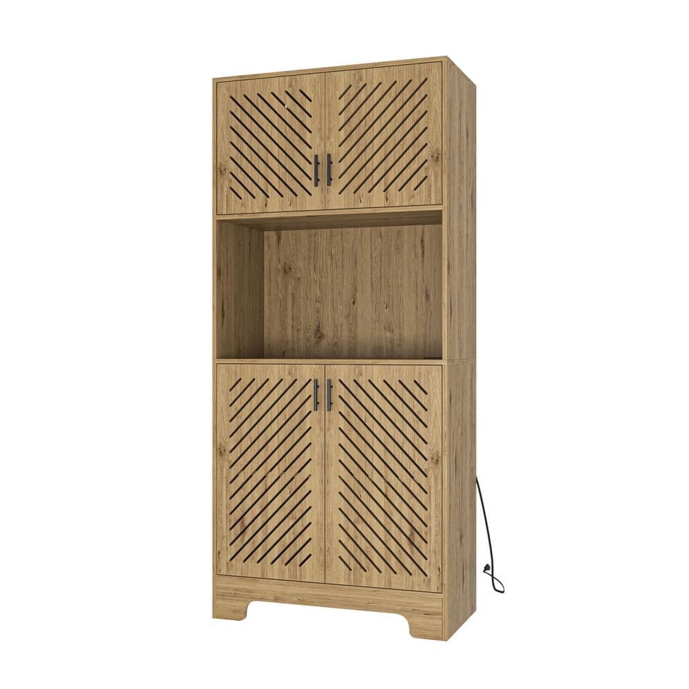 Natural Wood Pantry Organizer 71 in. Tall Freestanding Kitchen Pantry Stora