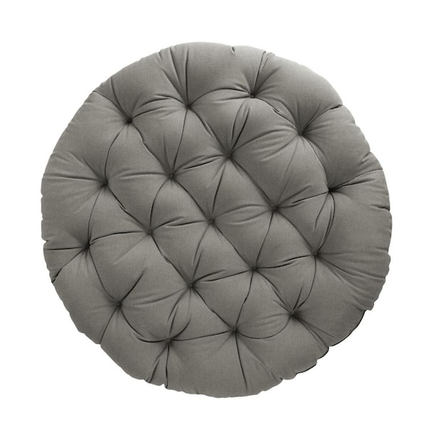 SORRA HOME 44 in. x 4 in. Indoor/Outdoor Round Papasan Cushion in Sunbrella Canvas Charcoal