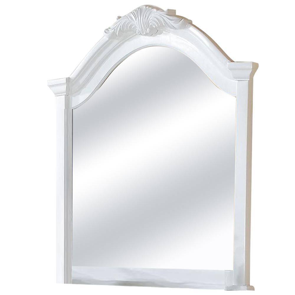White Wood Rectangular Kids Dresser Mirror