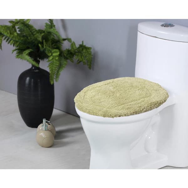 HOME WEAVERS INC Waterford Collection 100% Cotton Tufted Bath Rug, 18x18 in. Toilet Lid Cover, Green