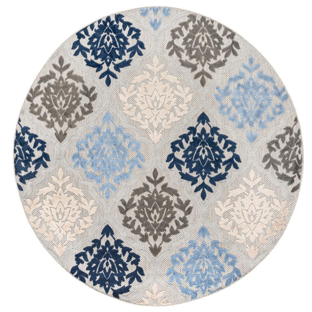 Oasis Medallion Blue 8 ft. Round Indoor/Outdoor Area Rug price history on PriceWatchPro