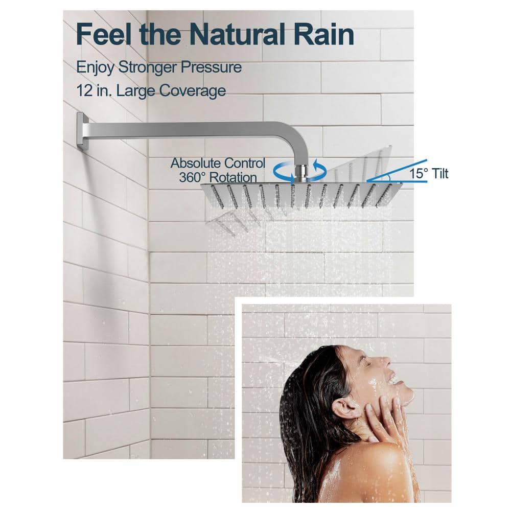 Nickel Dual Rainfall Shower System with Handheld Spray