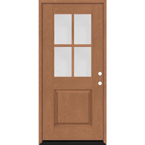 Steves & Sons Regency 36 in. x 80 in. 3/4-6-Lite Clear Glass RHIS Autumn Wheat Stain Mahogany Fiberglass Prehung Front Door