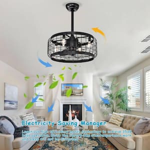 20.24 in. Indoor Black Ceiling Fan with No Bulbs Included and Remote Included