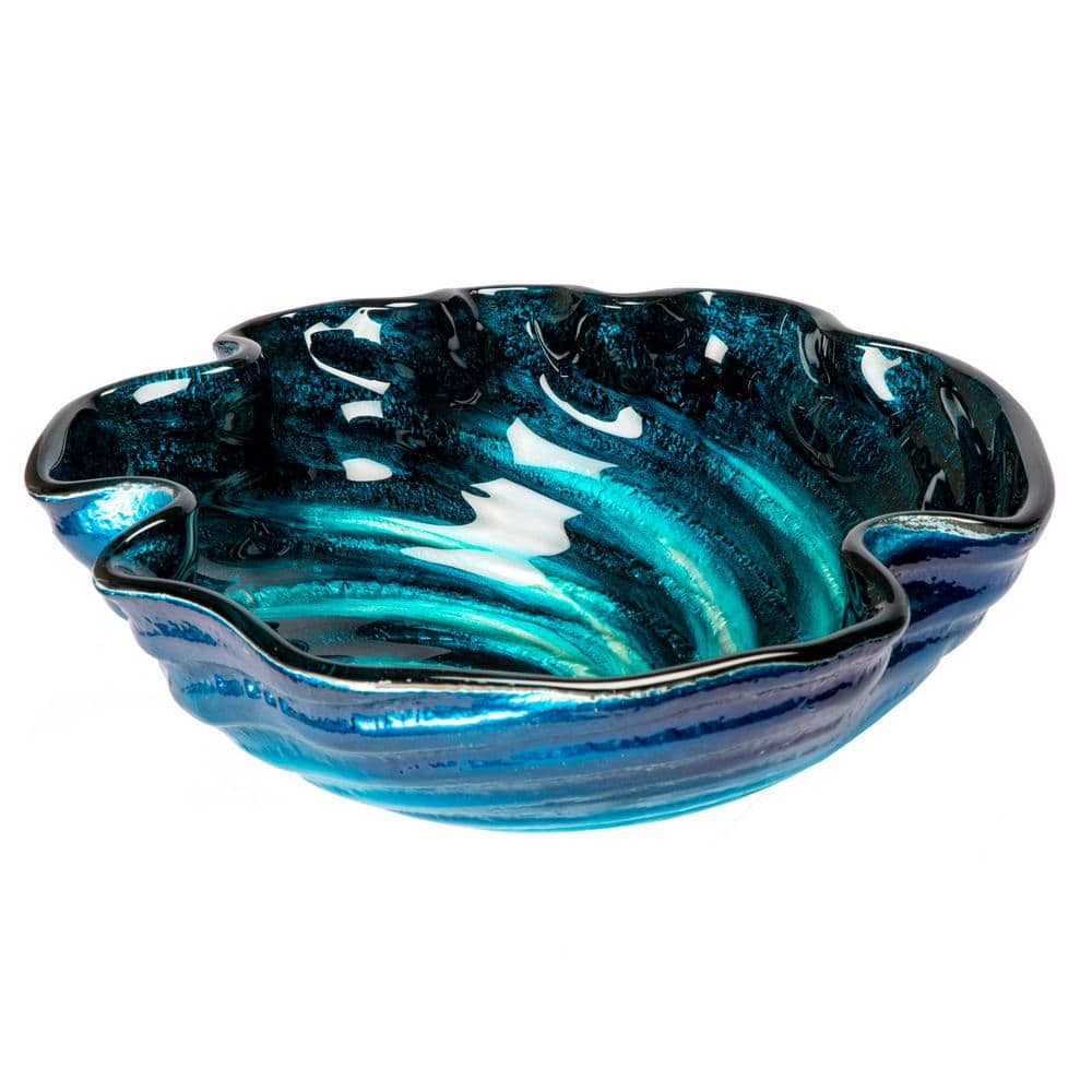 Caribbean Wave Blue Tempered Glass Vessel Sink