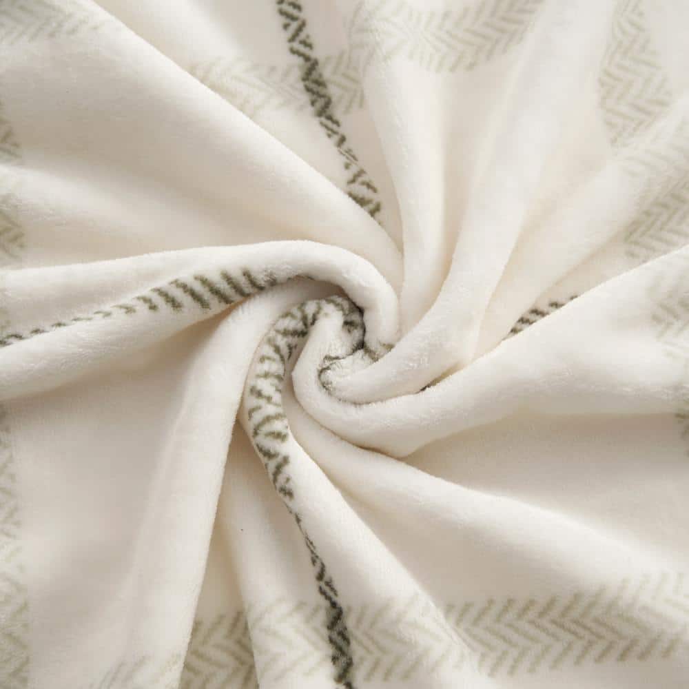 Palmdale White and Sage Green Plaid Microfiber Throw Blanket 50" x 70"